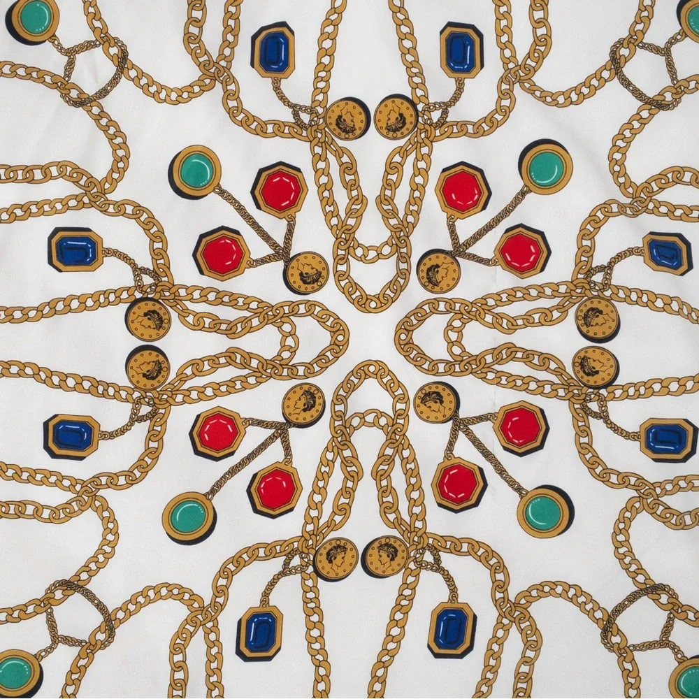 Vintage Chain Pattern Scarf - Black, Gold, Red, Green, Blue